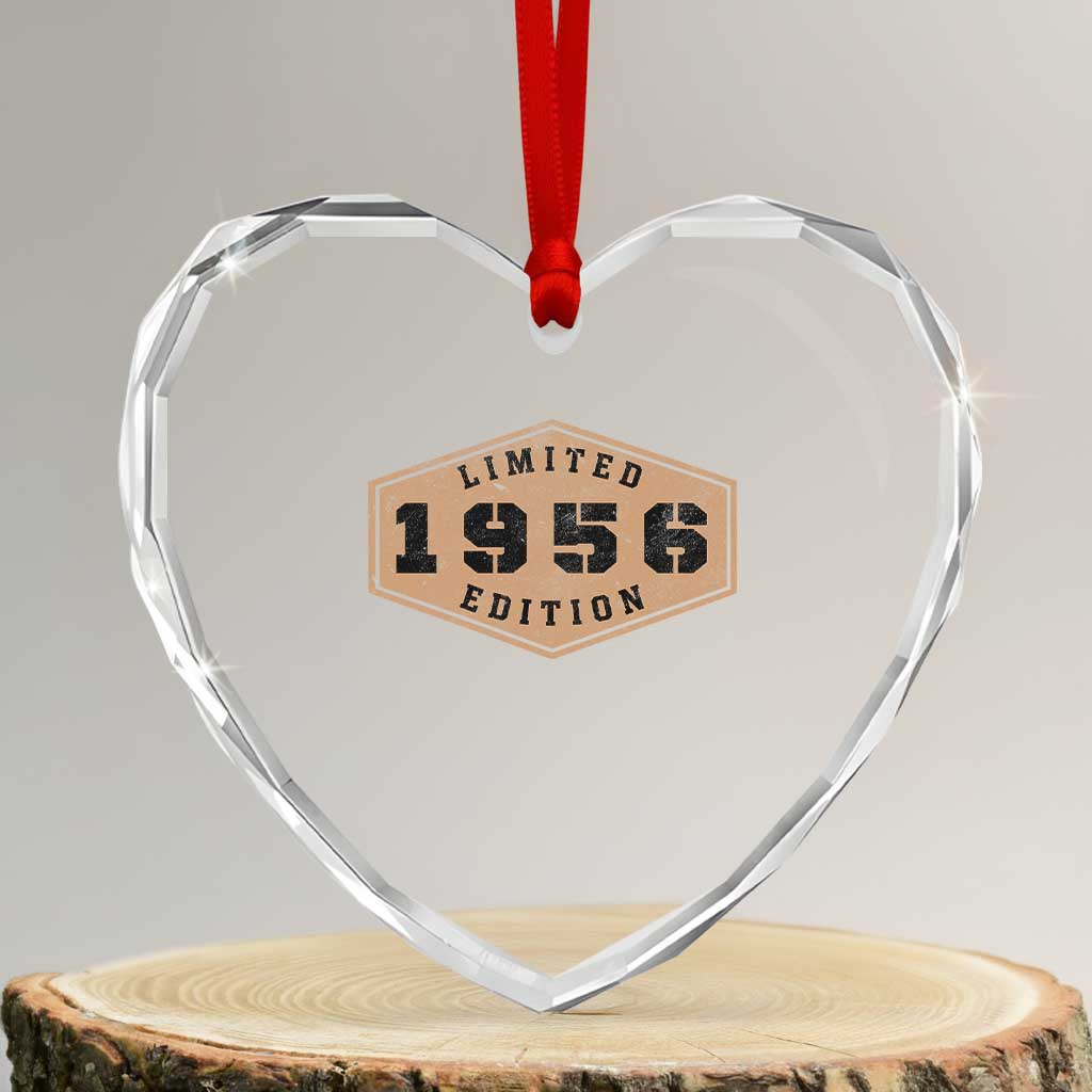 70th Birthday Heart Crystal Glass Ornament 1956 Limited Edition Gifts For Turning 70 TS11 Transparent Glass 3'' Heart Print Your Wear