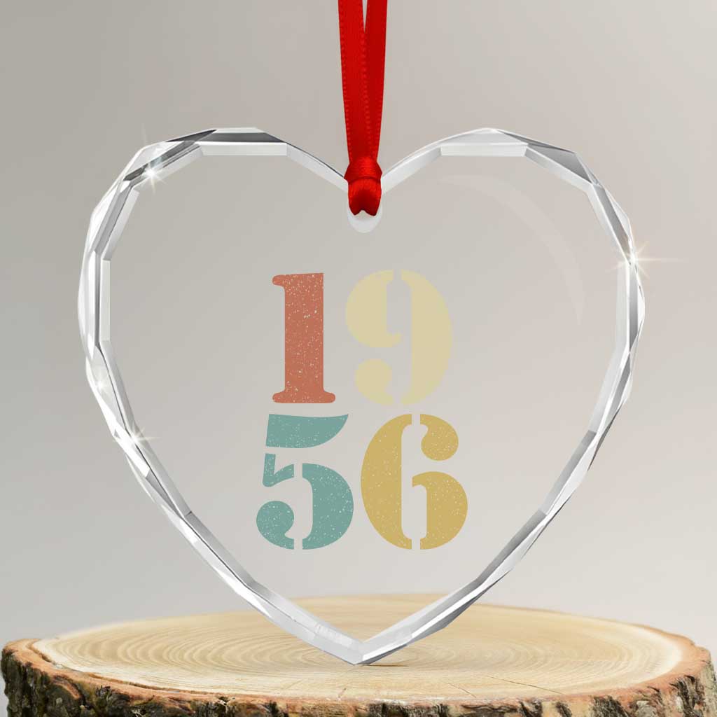70th Birthday Heart Crystal Glass Ornament Classic Retro 1956 70 Year Old Gifts TS10 Transparent Glass 3'' Heart Print Your Wear