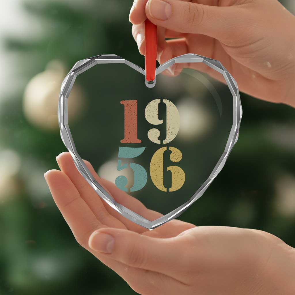 70th Birthday Heart Crystal Glass Ornament Classic Retro 1956 70 Year Old Gifts TS10 Print Your Wear