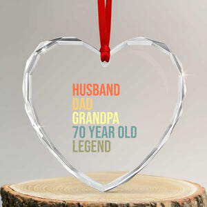 70th Birthday Heart Crystal Glass Ornament Husband Dad Grandpa 70 Year Old Legend TS10 Transparent Glass 3'' Heart Print Your Wear