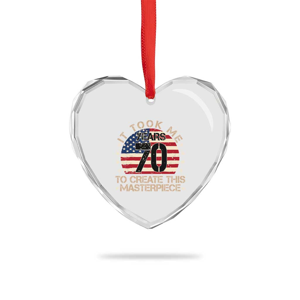 70th Birthday Heart Crystal Glass Ornament It Took Me 70 Years To Create This Masterpiece Vintage American Flag