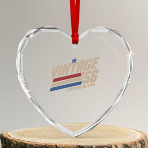 70th Birthday Heart Crystal Glass Ornament Vintage 1956 70 Years Old Birthday USA Stripes TS11 Transparent Glass 3'' Heart Print Your Wear