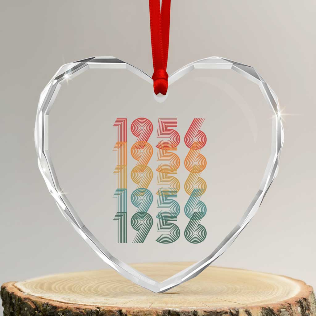 70th Birthday Heart Crystal Glass Ornament Vintage 1956 Retro 70 Years Old Birthday TS11 Transparent Glass 3'' Heart Print Your Wear