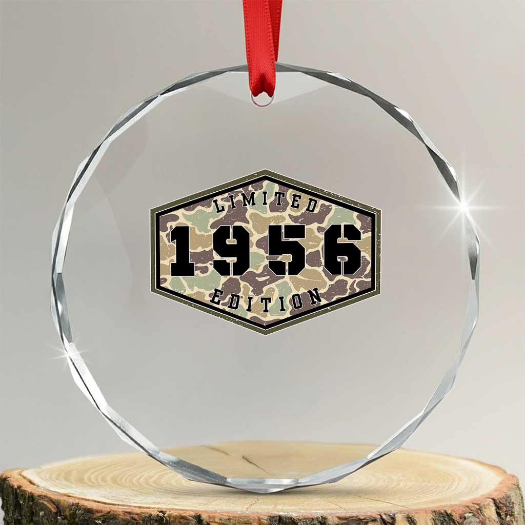 70th Birthday Hunting Crystal Glass Ornament 1956 Limited Edition Vintage Camouflage Gifts For Turning 70 TS11 Transparent Glass 3'' Circle Print Your Wear