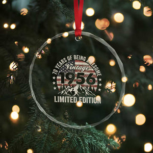 70th Birthday Made In 1956 Limited Edition Crystal Glass Ornament 70 Years Of Being Awesome American Flag TS11 Print Your Wear