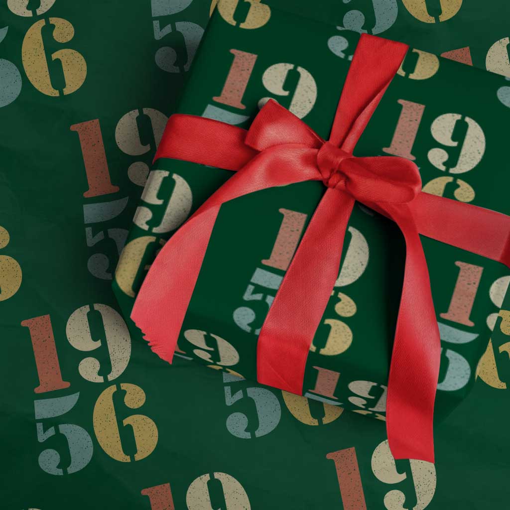 70th Birthday Wrapping Paper Roll Classic Retro 1956 70 Year Old Gifts TS10 Green Print Your Wear