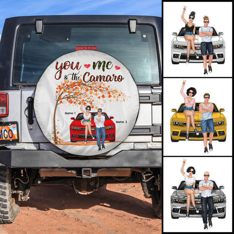 Custom JP Tire Cover With Camera Hole, You Me And The Camaro Spare Tire Cover Fall Vibes CTM Custom - Printyourwear