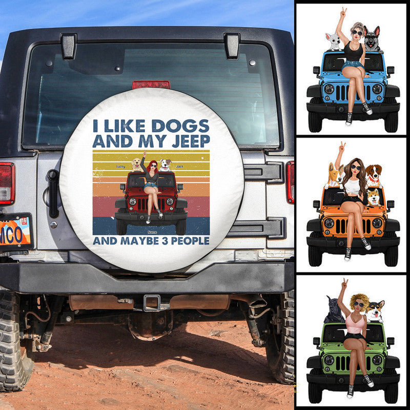 Custom JP Tire Cover With Camera Hole, I Like Dogs And My JP And Maybe 3 People Vintage Spare Tire Cover CTM Custom - Printyourwear