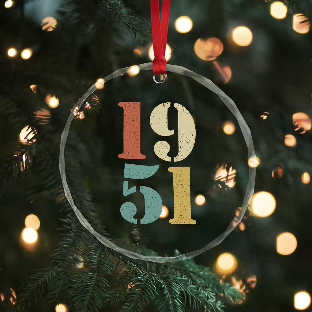75th Birthday Crystal Glass Ornament Classic Retro 1951 70 Year Old Gifts TS10 Print Your Wear