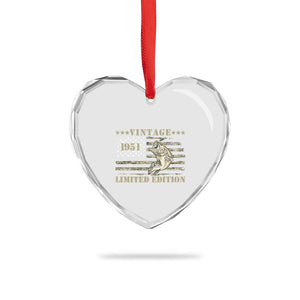 75th Birthday Fishing Vintage 1951 Limited Edition Heart Crystal Glass Ornament Bass Fishing Camouflage American Flag Fisherman Gift