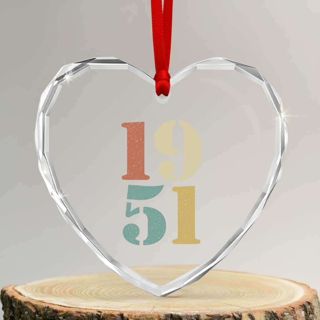 75th Birthday Heart Crystal Glass Ornament Classic Retro 1951 70 Year Old Gifts TS10 Transparent Glass 3'' Heart Print Your Wear