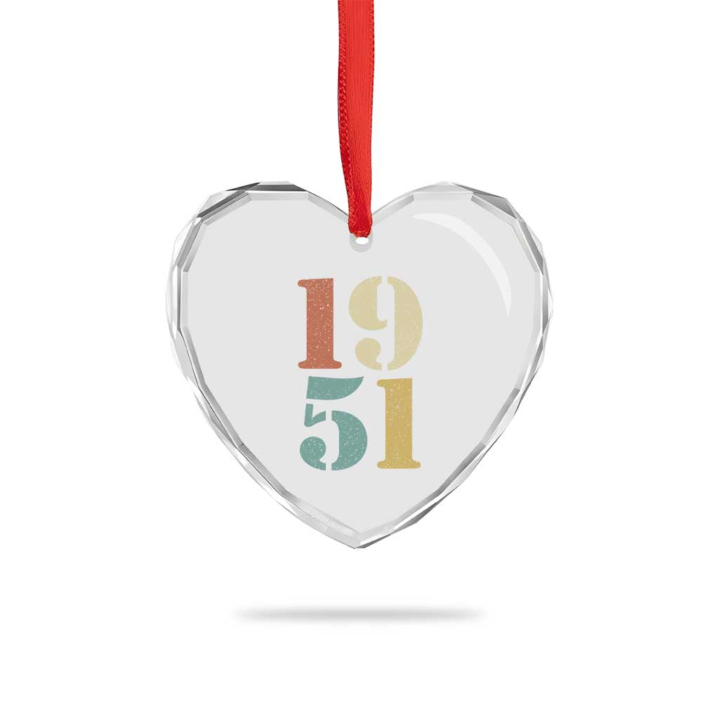 75th Birthday Heart Crystal Glass Ornament Classic Retro 1951 70 Year Old Gifts TS10 Print Your Wear