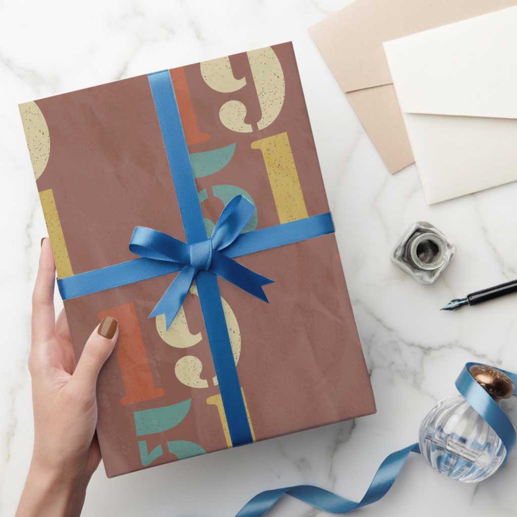 75th Birthday Wrapping Paper Roll Classic Retro 1951 70 Year Old Gifts TS10 Mocha Print Your Wear