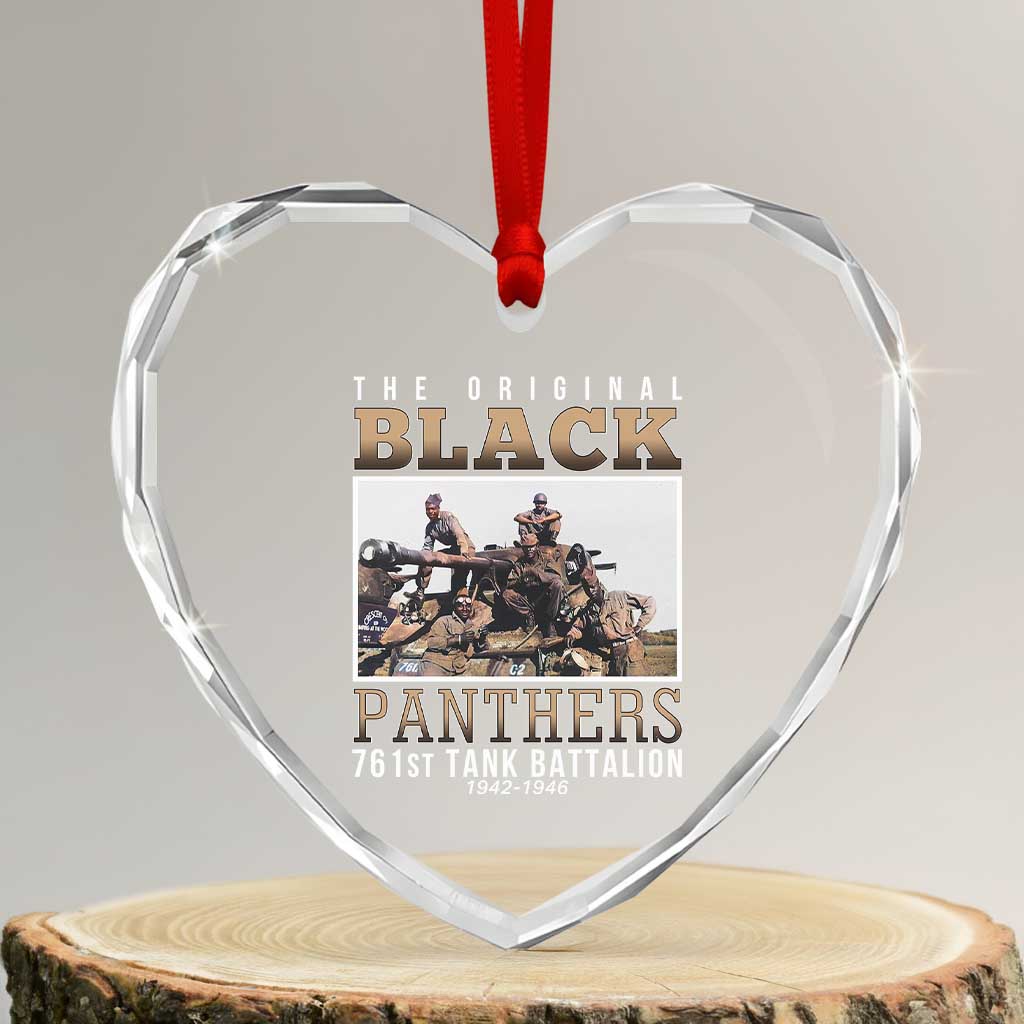 761st Tank Battalion Tribute Heart Crystal Glass Ornament Black Panthers WW2 Heroes TS02 Transparent Glass 3'' Heart Print Your Wear