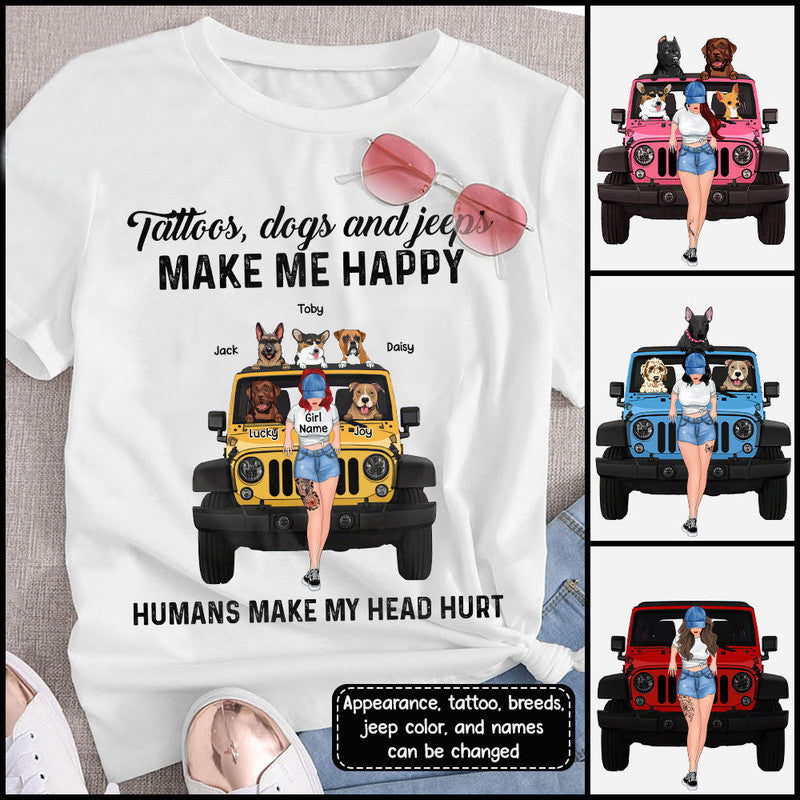 Custom JP Shirt Tattoos, Dogs and JPs Make Me Happy CTM Youth Custom - Printyourwear