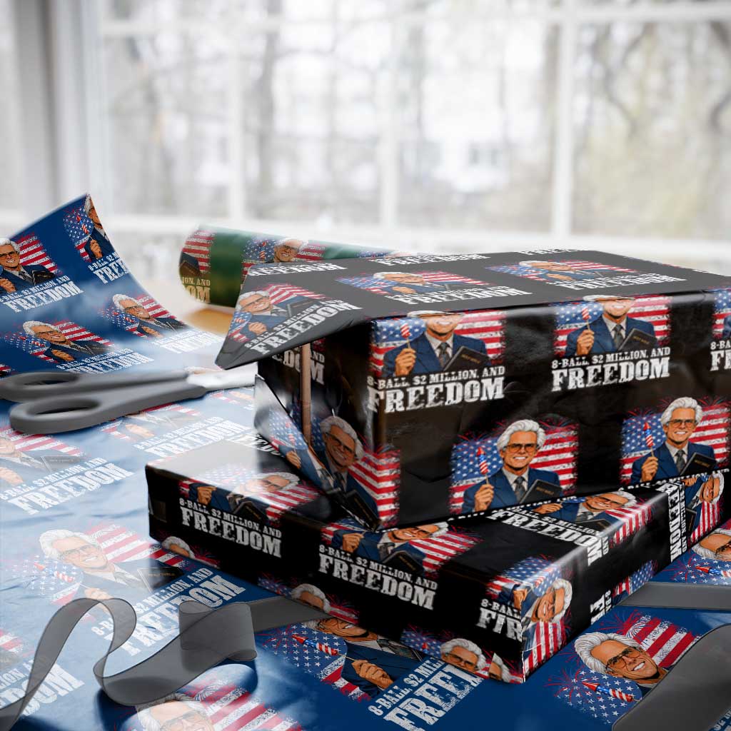 8 Ball 2 Million Dollars And Freedom Wrapping Paper Roll Billy Meme Baby 4th of July