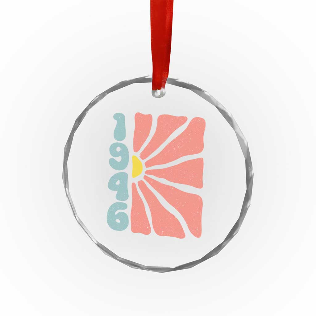 80th Birthday Crystal Glass Ornament Vintage 1946 Boho Flowers 80 Years Old Birthday TS11 Print Your Wear