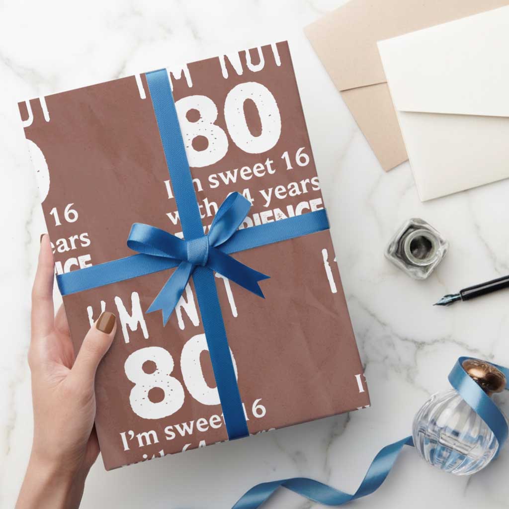 80th Birthday Wrapping Paper Roll Funny 80 Year Old Gift TS10 Mocha Print Your Wear