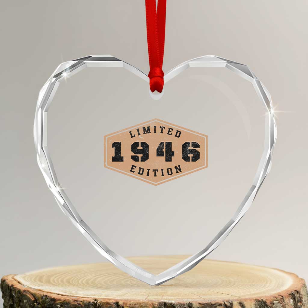 80th Birthday Heart Crystal Glass Ornament 1946 Limited Edition Gifts For Turning 80 TS11 Transparent Glass 3'' Heart Print Your Wear