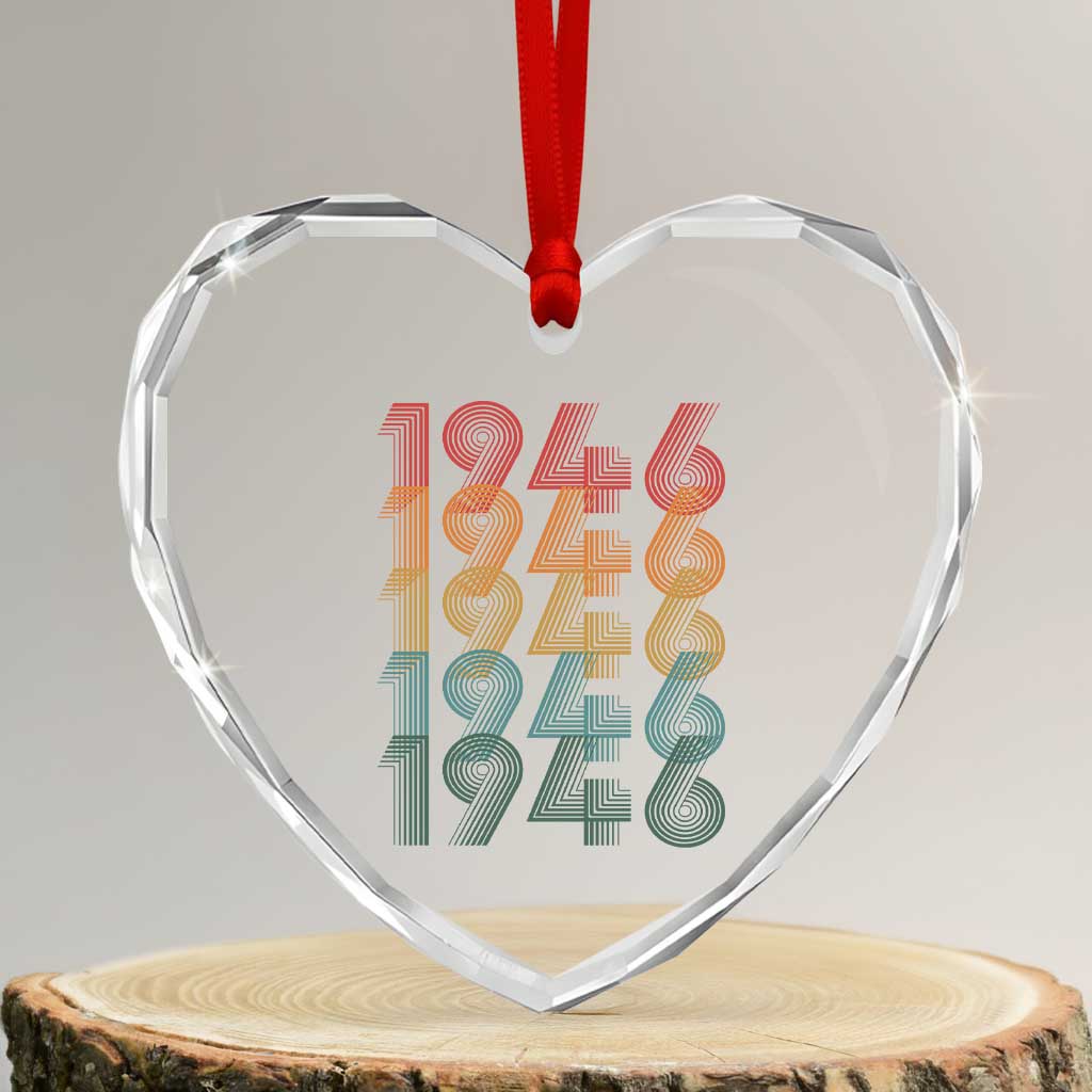 80th Birthday Heart Crystal Glass Ornament Vintage 1946 Retro 80 Years Old Birthday