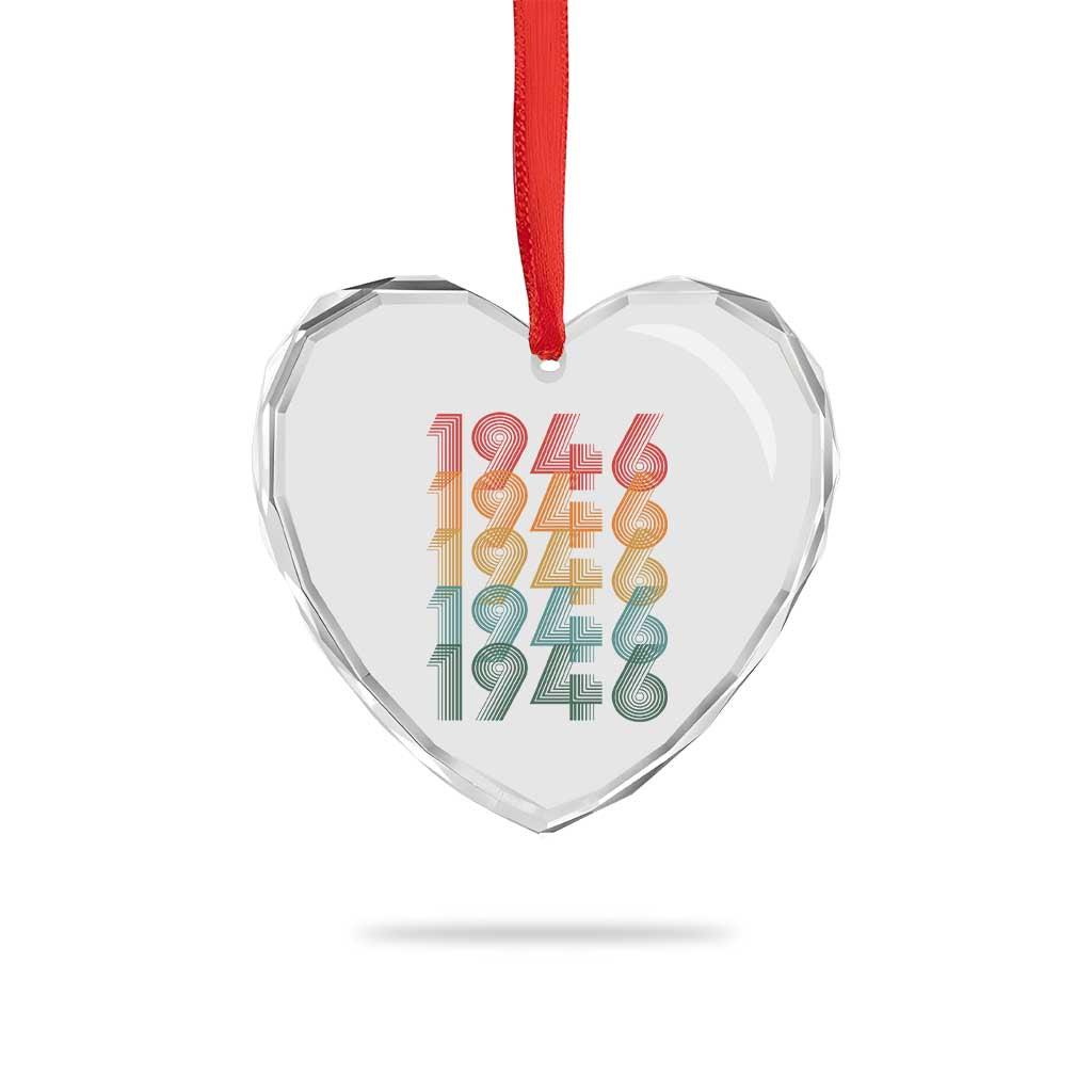 80th Birthday Heart Crystal Glass Ornament Vintage 1946 Retro 80 Years Old Birthday
