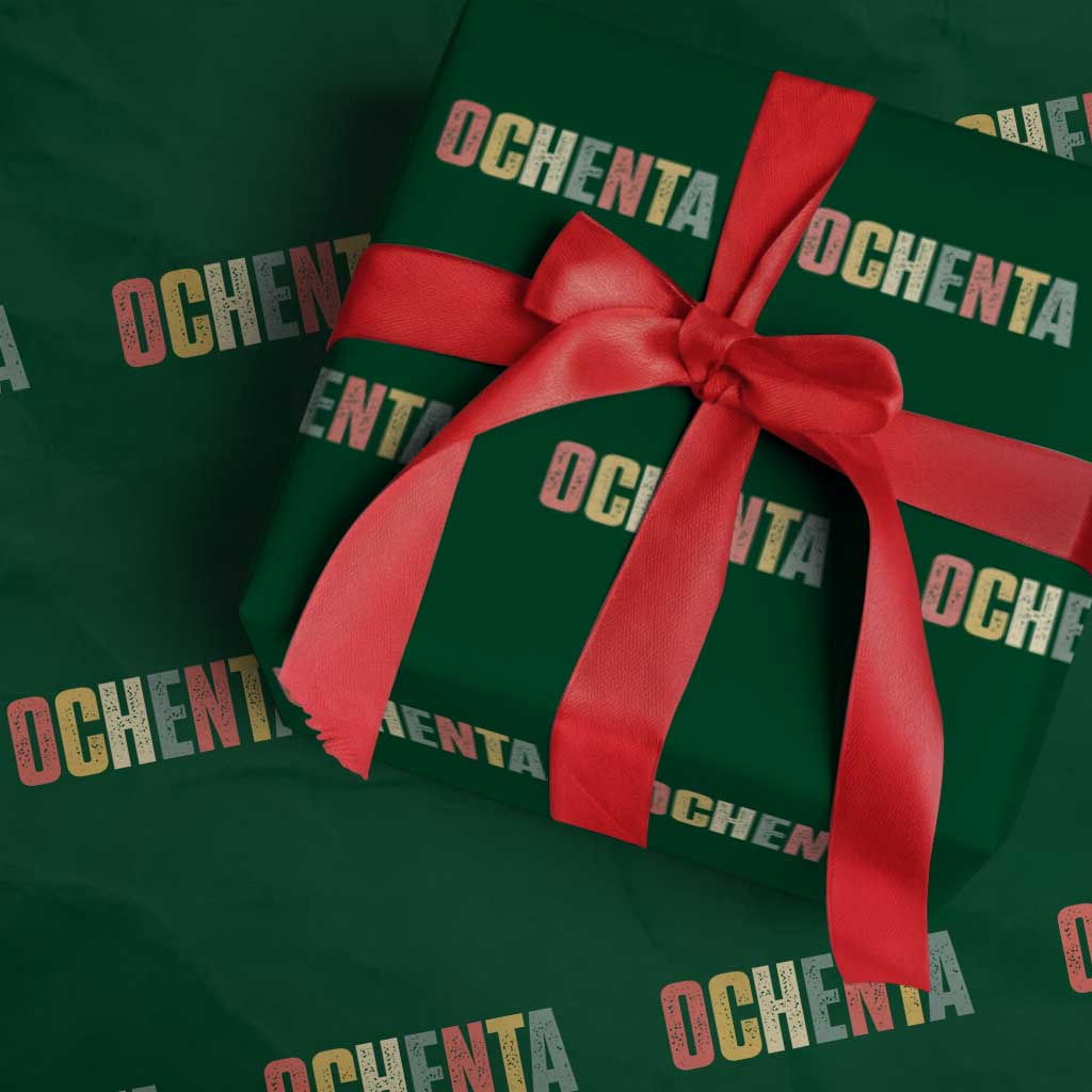 80th Birthday Ochenta Wrapping Paper Roll Spanish Mexican 80 Years Old Bday TS11 Green Print Your Wear