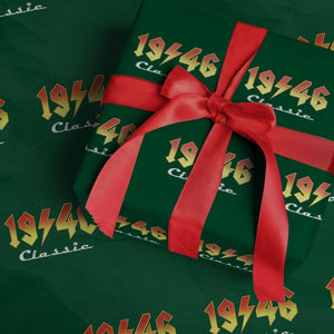 80th Birthday Wrapping Paper Roll Classic Born 1946 Turning 80 Year Old TS10 Green Print Your Wear