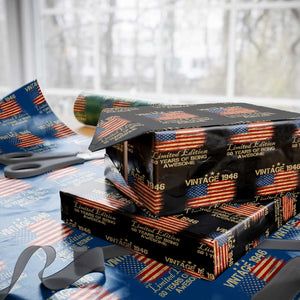 80th Birthday Wrapping Paper Roll Vintage 1946 Limited Edition 80 Year Old Birthday USA Flag TS10 Black Print Your Wear