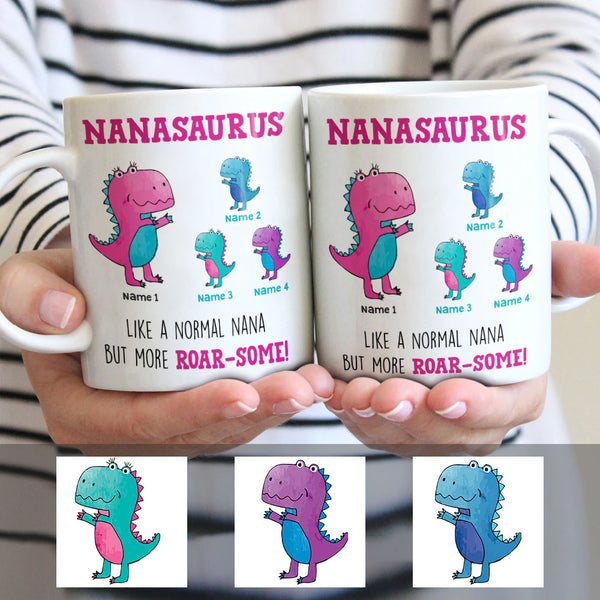 Personalized Roar Some Mom Grandma Dinosaur Mug CTM One Size 11oz size Custom - Printyourwear