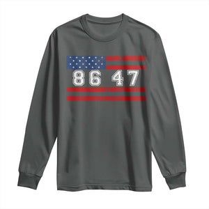 86 47 Long Sleeve Shirt Impeach 47th President US Flag 8647 TS10 Dark Heather Print Your Wear