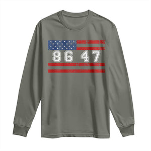 86 47 Long Sleeve Shirt Impeach 47th President US Flag 8647 TS10 Military Green Print Your Wear