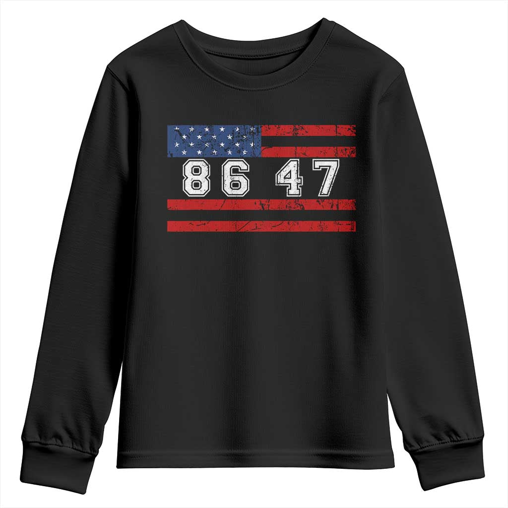 86 47 Youth Sweatshirt Impeach 47th President US Flag 8647 TS10 Black Print Your Wear