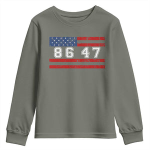 86 47 Youth Sweatshirt Impeach 47th President US Flag 8647 TS10 Military Green Print Your Wear