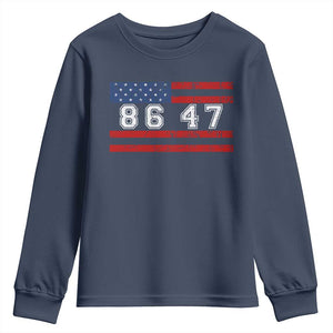 86 47 Youth Sweatshirt Impeach 47th President US Flag 8647 TS10 Navy Print Your Wear