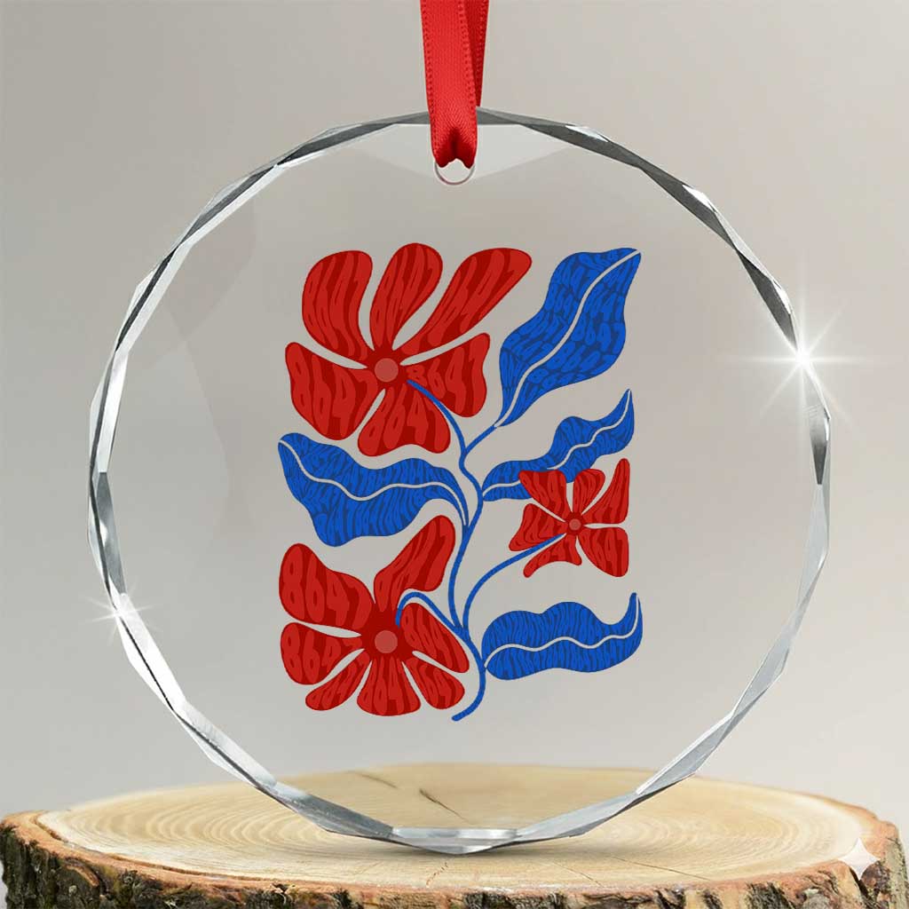 86 47 Boho Floral Matisse Crystal Glass Ornament No Kings Oligarchy FDT Political Protest TS14 Transparent Glass 3'' Circle Print Your Wear