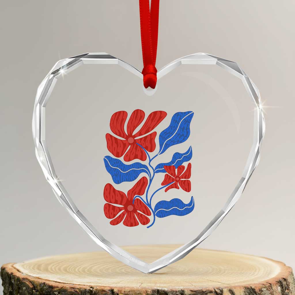 86 47 Boho Floral Matisse Heart Crystal Glass Ornament No Kings Oligarchy FDT Political Protest TS14 Transparent Glass 3'' Heart Print Your Wear