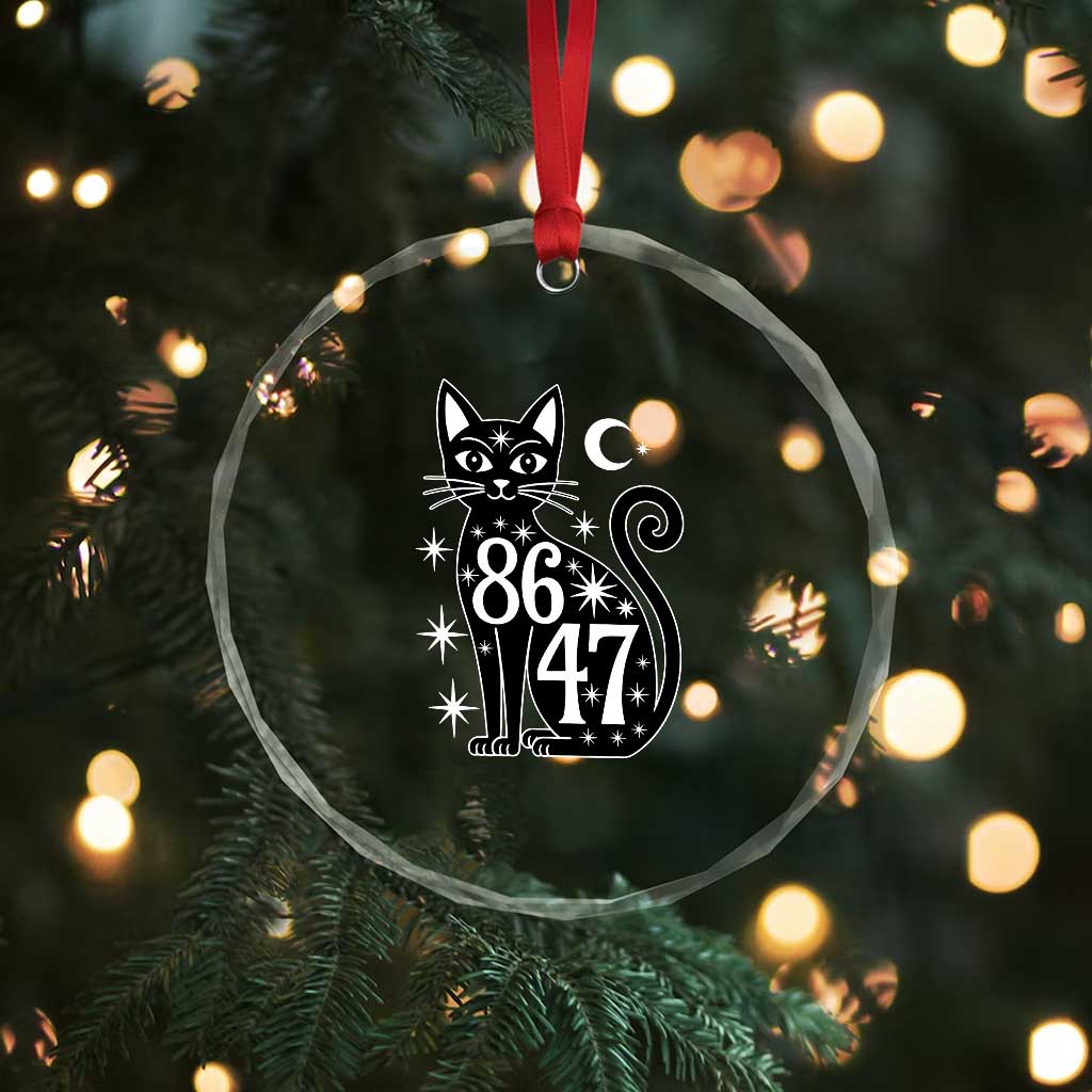 86 47 Celestial Black Cat Mystic Crystal Glass Ornament Moon Stars Coded Political Satire TS02 Print Your Wear