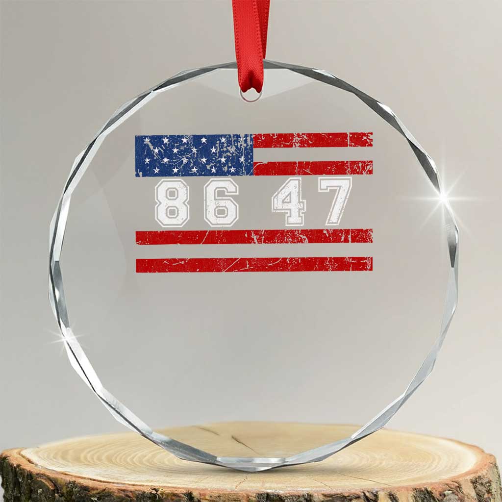 86 47 Crystal Glass Ornament Impeach 47th President US Flag 8647 TS10 Transparent Glass 3'' Circle Print Your Wear