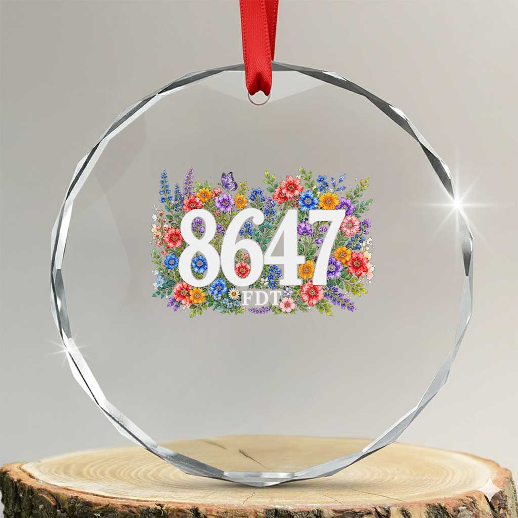 86 47 Floral Boho Style Crystal Glass Ornament Subtle FDT TS14 Transparent Glass 3'' Circle Print Your Wear