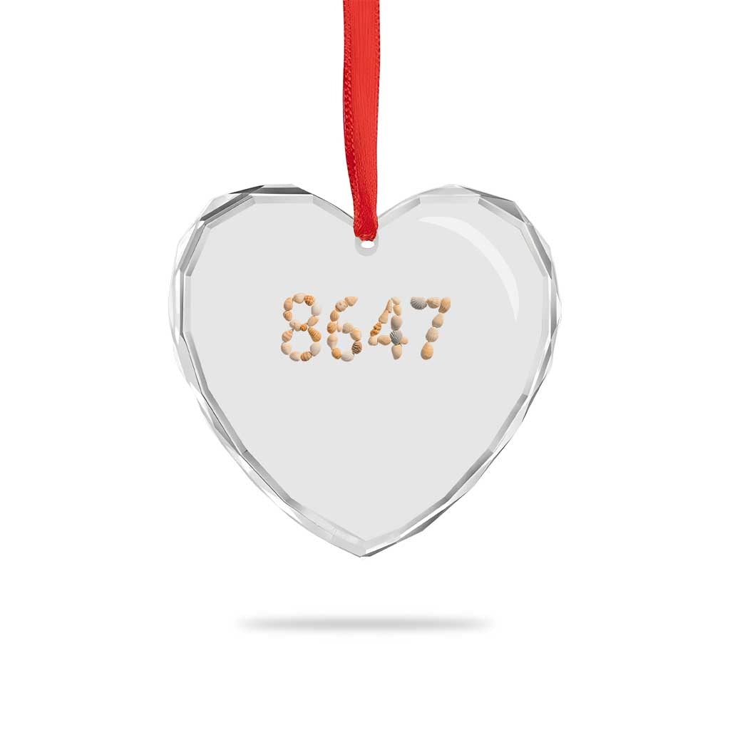 86 47 Seashell Beach Walk Graphic Heart Crystal Glass Ornament Subtle Coastal Summer Political Satire TS02 Print Your Wear