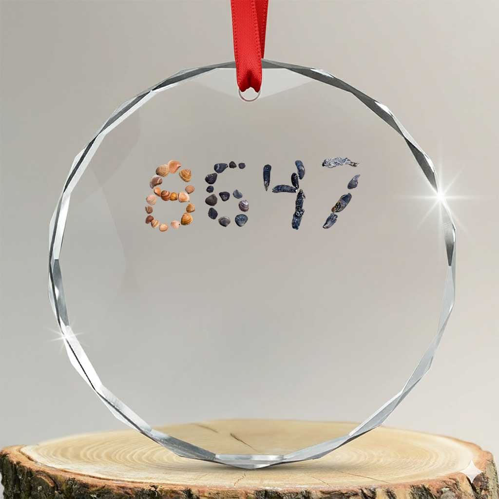 86 47 Seashell Graphic Subtle Summer Coastal Crystal Glass Ornament Viral 2026 Beach Walk Political Satire TS02 Transparent Glass 3'' Circle Print Your Wear