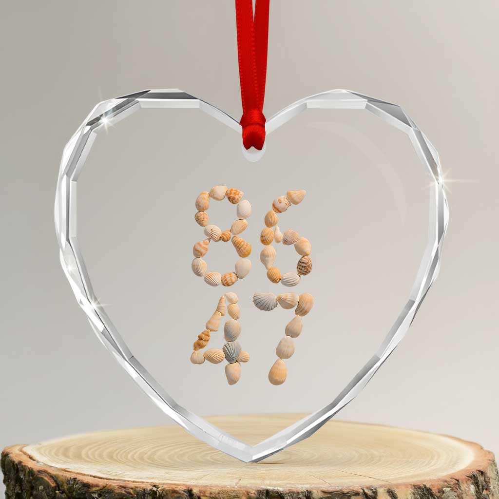 86 47 Seashell Subtle Summer Coastal Graphic Heart Crystal Glass Ornament Viral Beach Walk Political Satire TS02 Transparent Glass 3'' Heart Print Your Wear