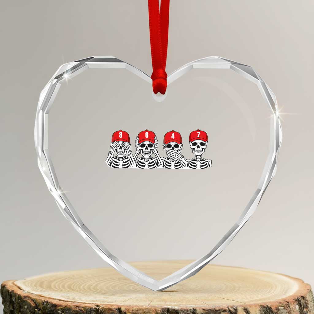 86 47 Subtle Anti FDT Heart Crystal Glass Ornament Funny Skeleton Wearing Hat Sarcastic Political TS14 Transparent Glass 3'' Heart Print Your Wear