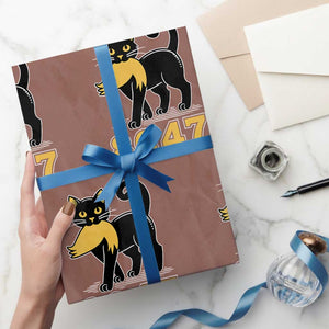 8647 Black Cat Golden Hair Prey Wrapping Paper Roll Funny Coded Political Satire