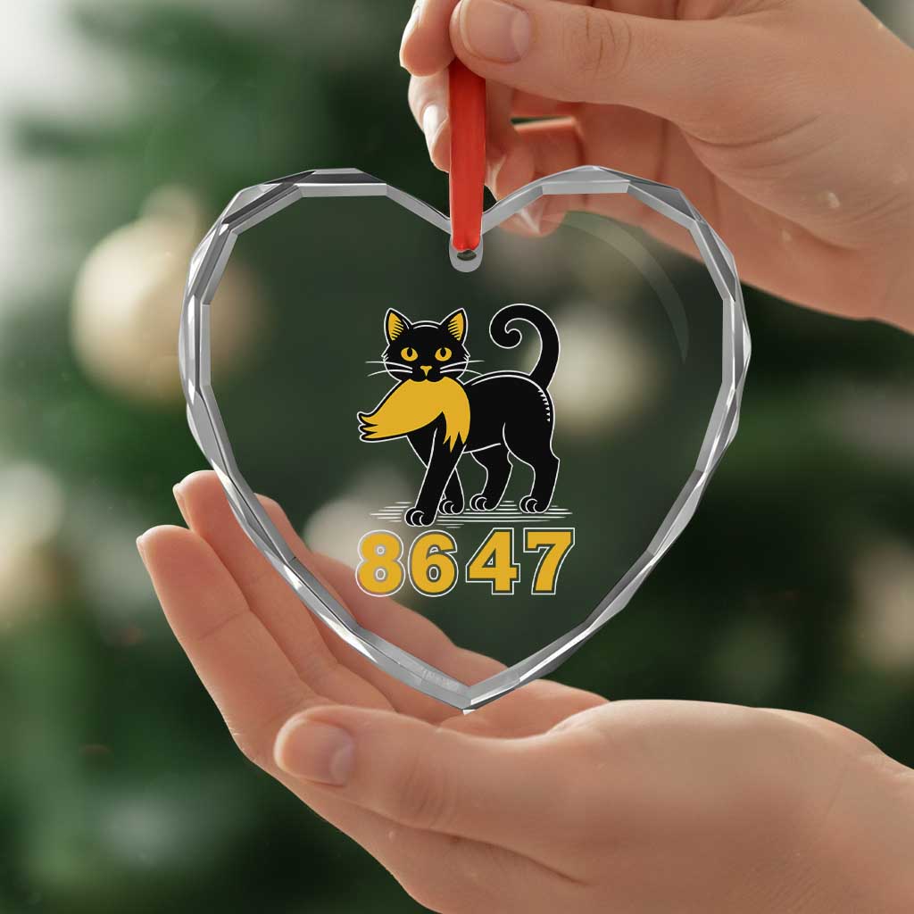 8647 Black Cat Golden Hair Prey Heart Crystal Glass Ornament Funny Coded Political Satire
