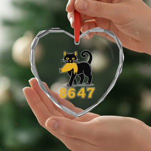 8647 Black Cat Golden Hair Prey Heart Crystal Glass Ornament Funny Coded Political Satire