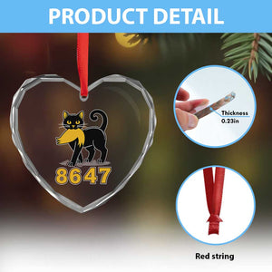 8647 Black Cat Golden Hair Prey Heart Crystal Glass Ornament Funny Coded Political Satire
