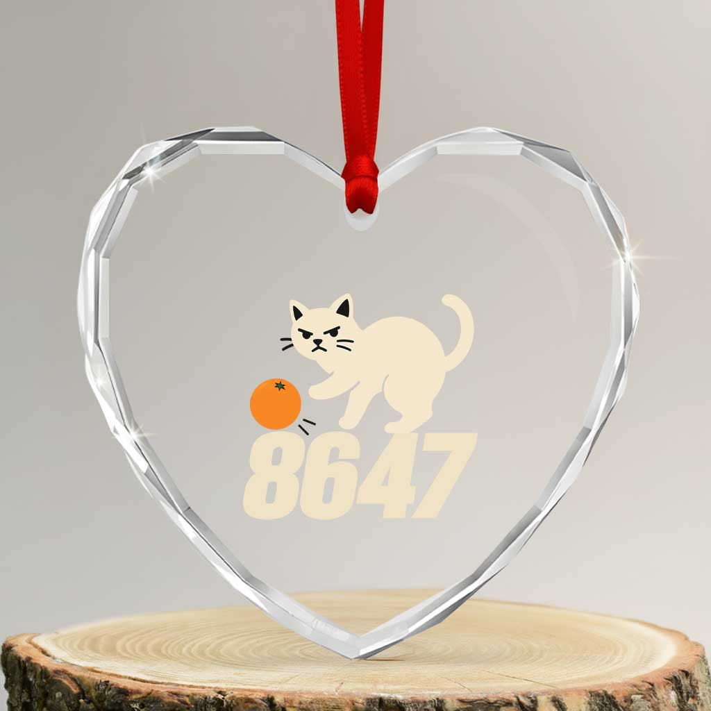 8647 FDT Heart Crystal Glass Ornament Funny Cat Political Meme TS14 Transparent Glass 3'' Heart Print Your Wear