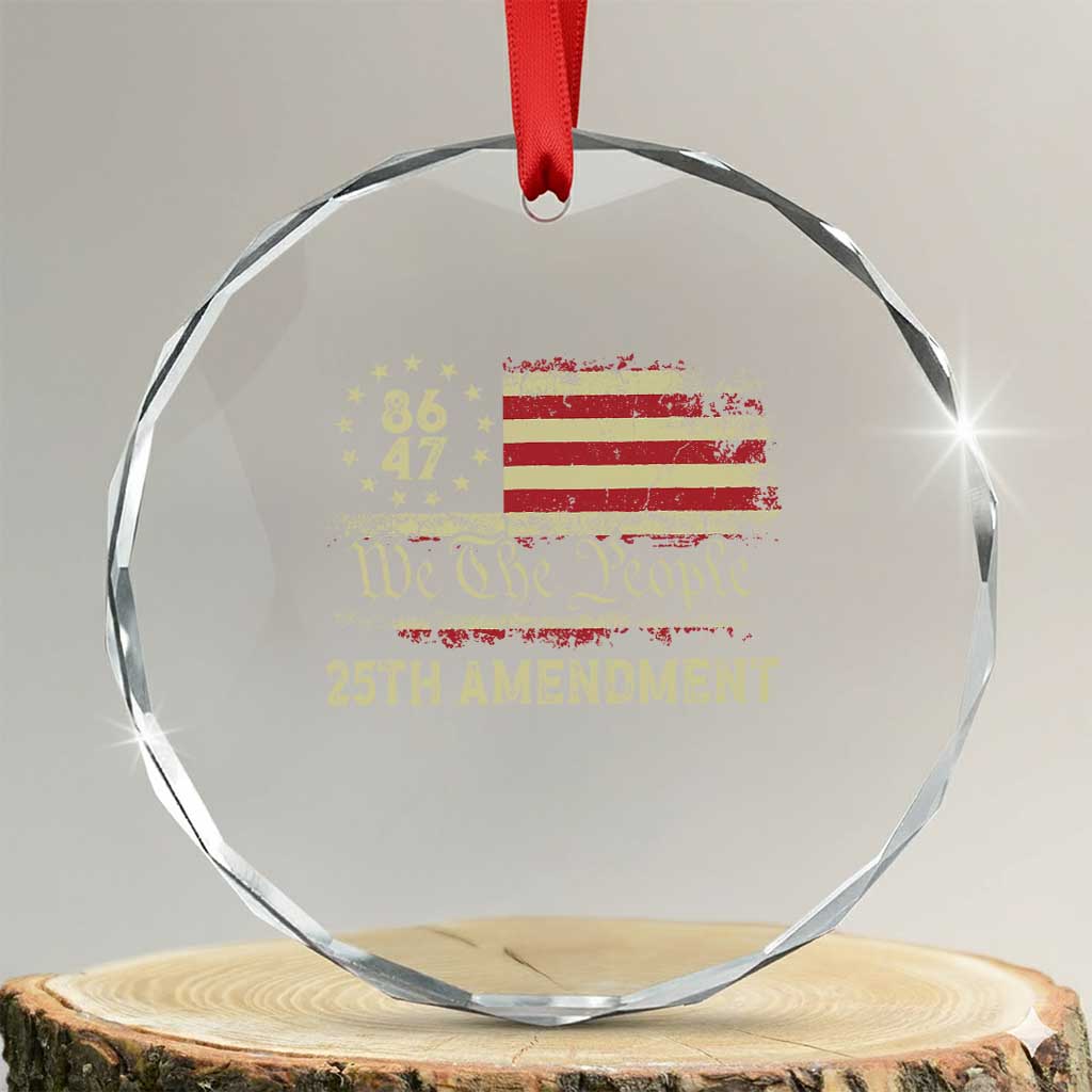 8647 Resist 25th Amendment Crystal Glass Ornament Vintage American Flag TS11 Transparent Glass 3'' Circle Print Your Wear