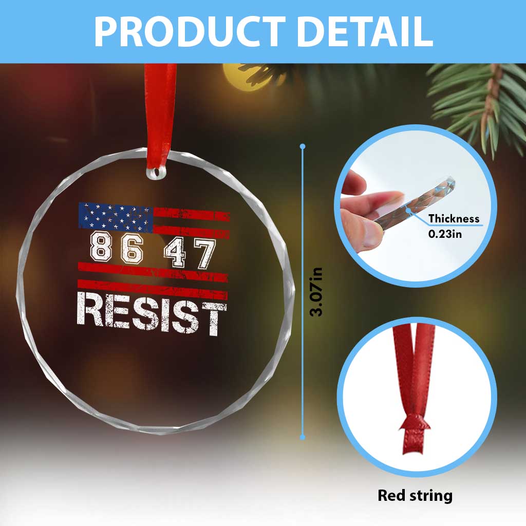 8647 Resist Crystal Glass Ornament Retro Social Justice American Flag TS10 Print Your Wear